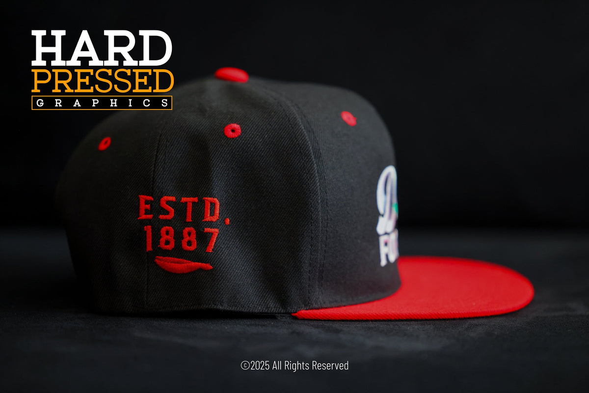 black hat with red rose and dena for life text