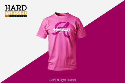 pink and black a-altadena t-shirts with large a and beautiful altadena text