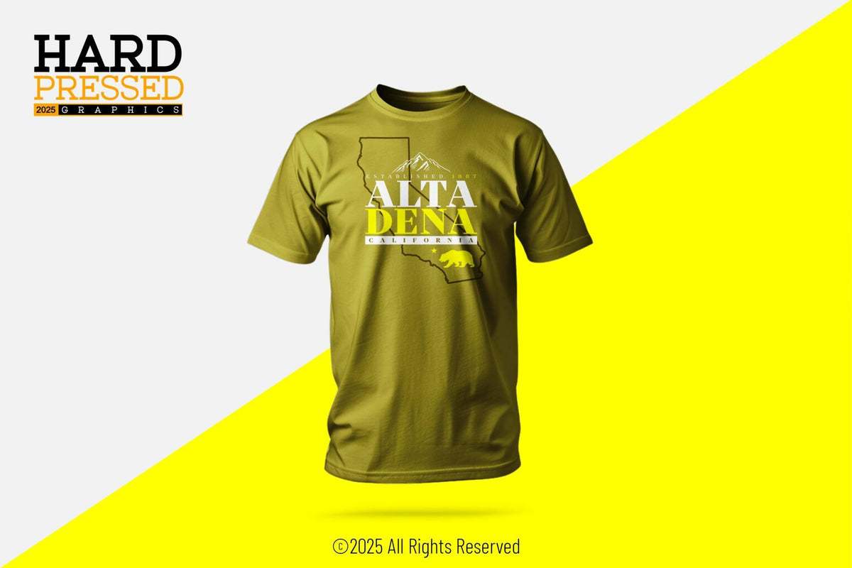 ALTA DENA tshirt navy black moss with mountain and bear design