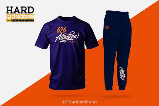 Navy blue 626 Altadena Cali shirt and jogger set