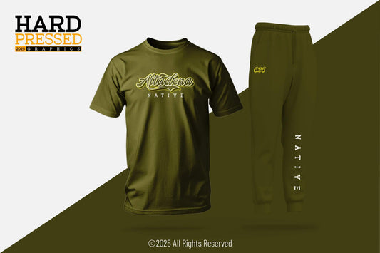 Altadena Native army green shirt and jogger set