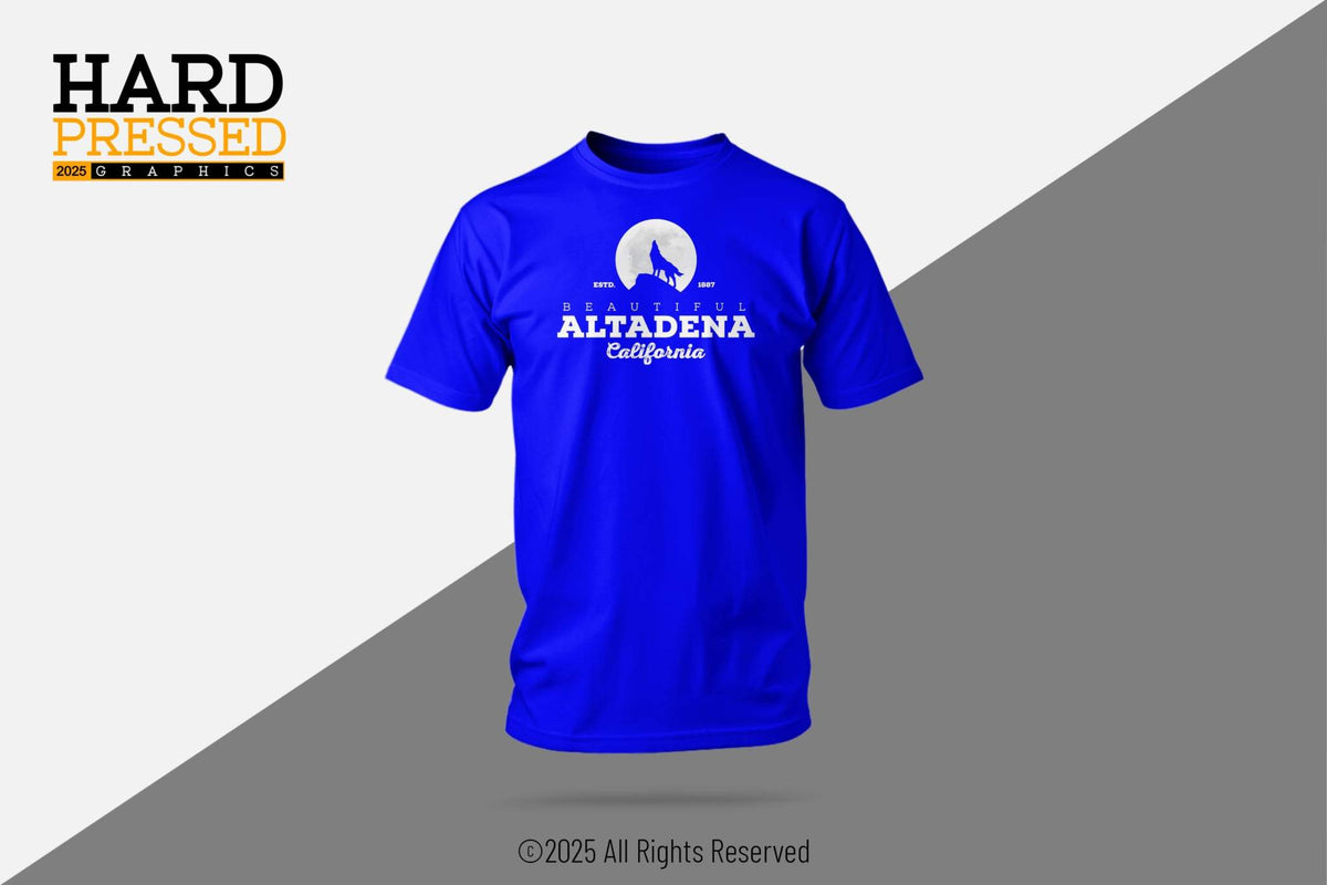 Beautiful Altadena T-shirt with moon and coyote design