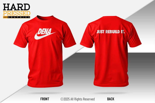 Dena Flip reflective t-shirt with Altadena front and Impossible is nothing back