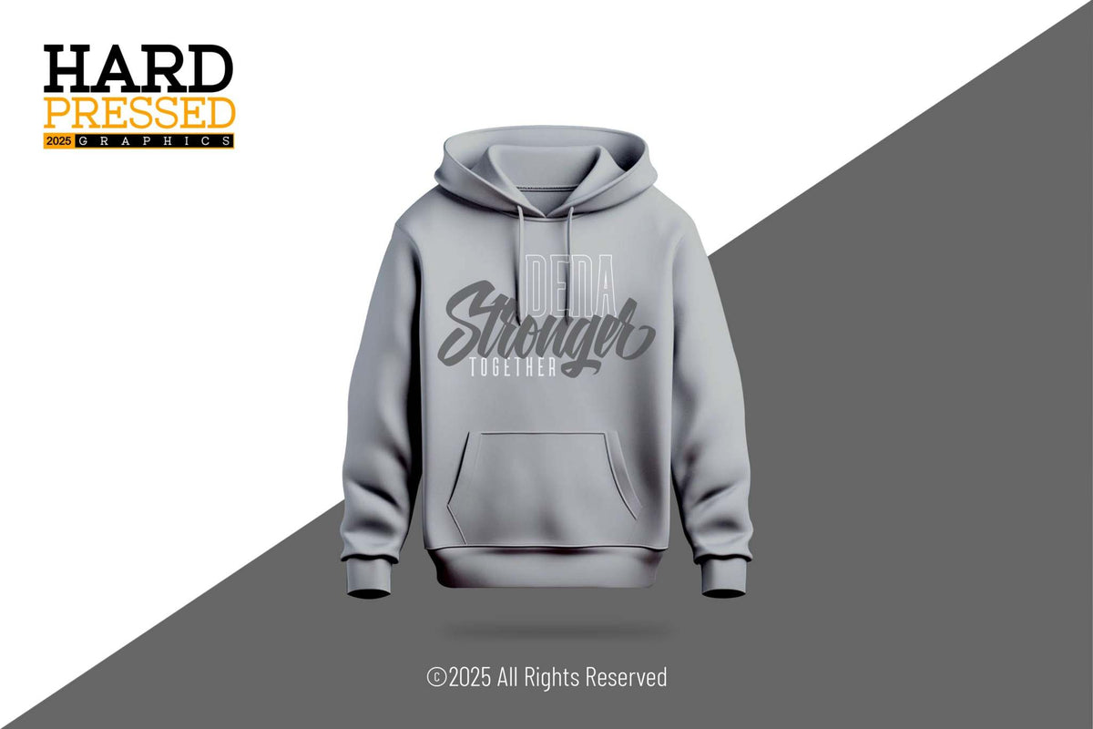 Gray Dena Stronger Hoodie with front text