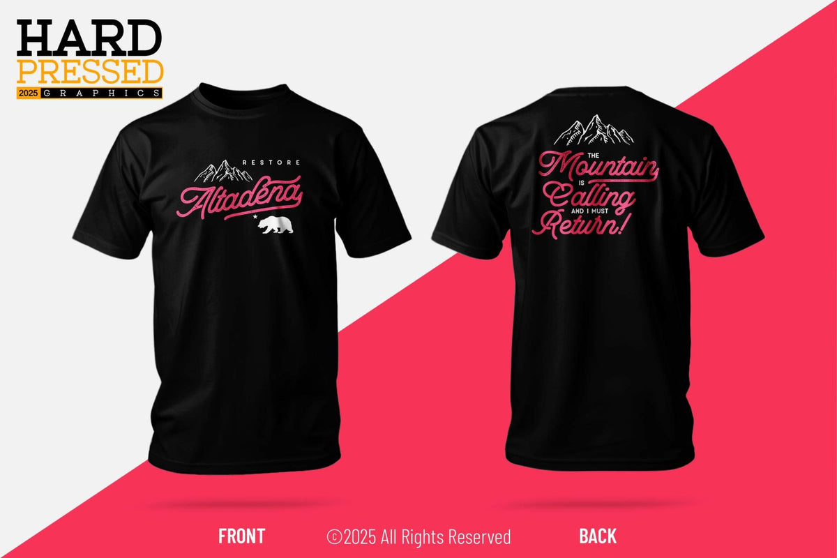 Black Restore Series T-Shirt with mountain and bear design