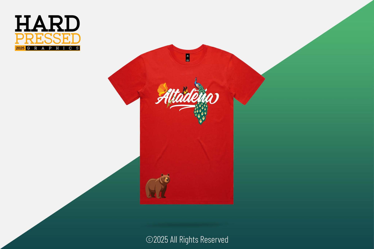 Wildlife series t-shirt with butterfly poppy peacock and bear design